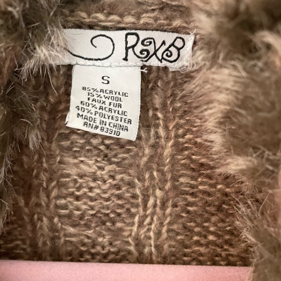 RXB, Size Small, Brown/Fur Cardigan Sweater - Picture 2 of 2